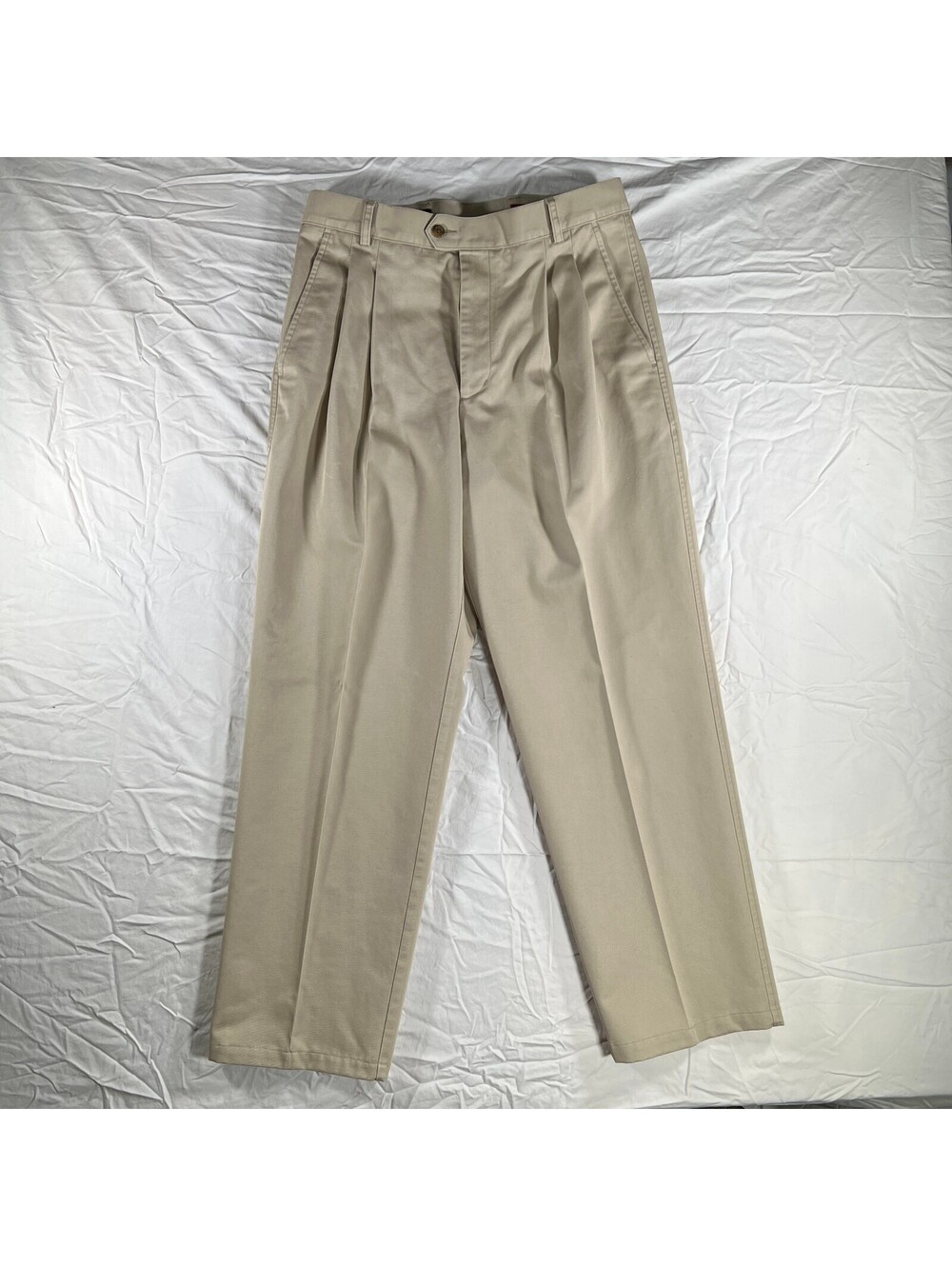 Nordstrom Smartcare Mens 32x30 Khaki Pleated Supima Cotton Chino Pants